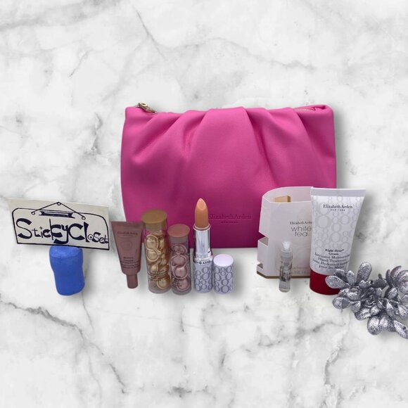 Elizabeth Arden Ceramide Skincare Set-Pink PouchEye&Hand CreamBalmEDT-7pc-NEW